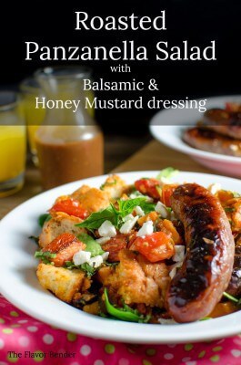 Roasted Panzanella Salad with Balsamic Honey Mustard Dressing
