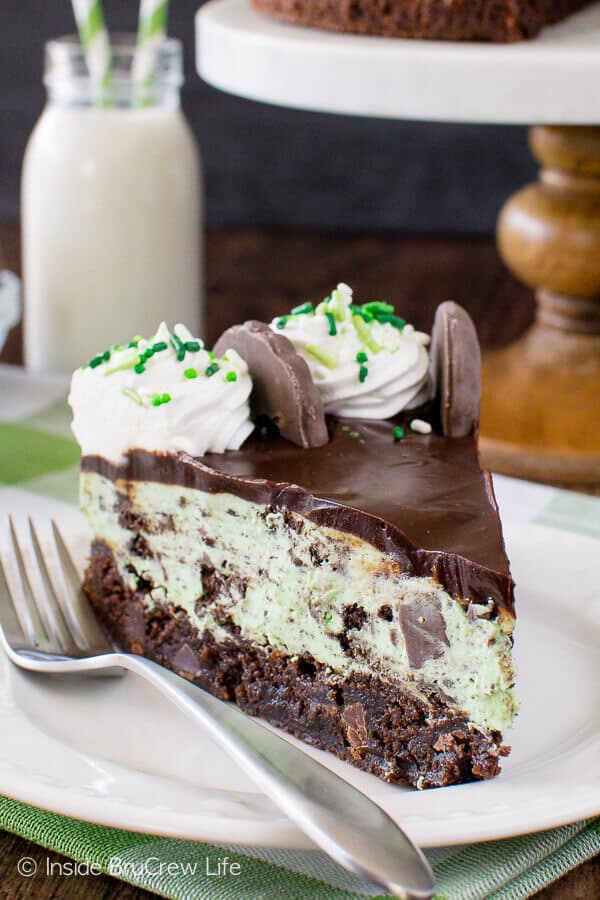 Thin Mint Cheesecake Brownie Cake - The Best Blog Recipes