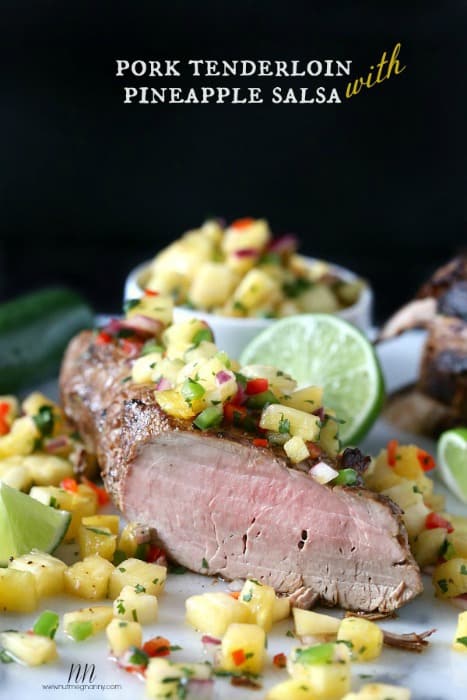 This pork tenderloin with pineapple salsa is the perfect weekend meal. Cook the tenderloin in the oven or on the grill, your choice!