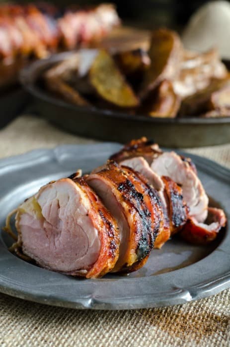 Oh man. This bacon wrapped pork tenderloin is where it’s at. Wrapping it with bacon keeps it moist by basting it as it cooks and the barbecue sauce punches up the flavor. And the gouda? Well, who doesn’t love things stuffed with cheese? The answer is no one.