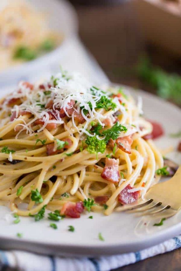 Creamy Bacon Spaghetti Pasta Carbonara | The Best Blog Recipes