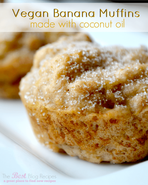 Vegan Banana Muffins made w/ Coconut Oil! A healthy and seriously delicious treat that you're whole family will love! thebestblogrecipes.com #muffins #banana #vegan