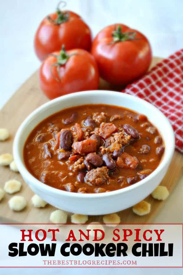 Hot & Spicy Slow Cooker Chili that will knock your socks off! | thebestblogrecipes.com | #spicy #chili #dinner