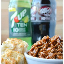 Dr. Pepper TEN Pulled Pork with 7UP TEN Biscuits from thebestblogrecipes.com #drinkTEN #ad #cbias