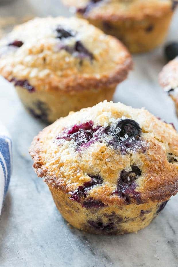 THESE HEALTHY BLUEBERRY MUFFINS ARE MADE WITH WHOLE WHEAT FLOUR AND OATMEAL FOR ADDED NUTRITION, BUT THEY STILL TASTE AS GOOD AS THE ORIGINAL RECIPE!