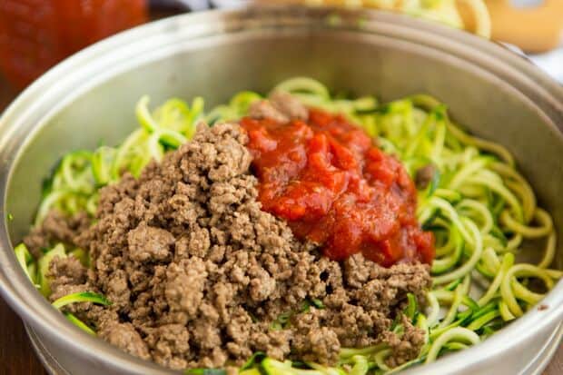 ZUCCHINI NOODLES IN A LOW CARB MEAT SAUCE