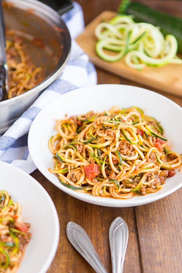 ZUCCHINI NOODLES IN A LOW CARB MEAT SAUCE