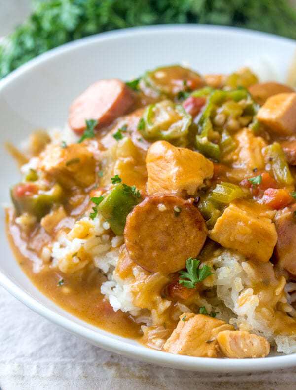 A fun southern favorite this Chicken and Sausage Gumbo is the perfect cool weather recipe with just enough spice to give you a kick.