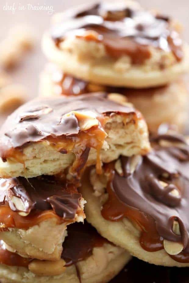  These Snickers Cookies are a complete show stopper. Seriously. This is one of those recipes that stopped me in my own tracks to marvel in its brilliance!