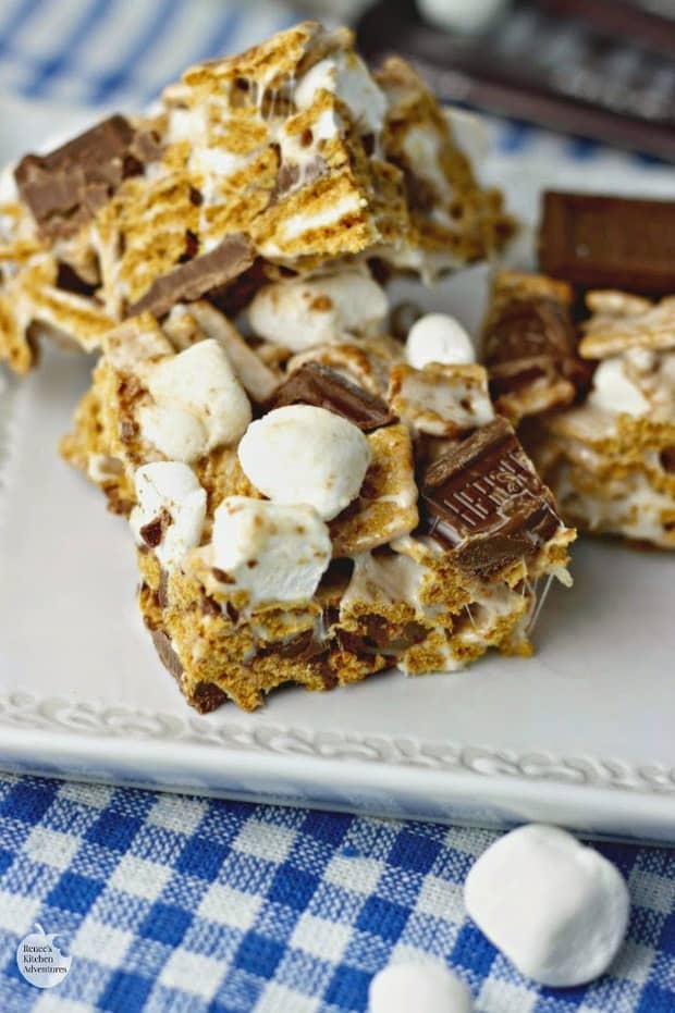 These S'mores Krispie Treats were a hit with my family and they will be with yours too! You don't need a campfire to make this s'mores recipe!
