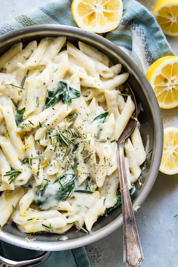 Penne Pasta covered in a tangy Goat Cheese and Rosemary Sauce with Spinach. I can almost guarantee you'll never make this over and over and never tire of it!