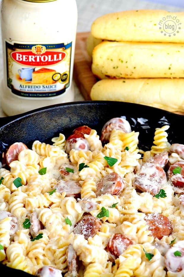 Spicy Sausage Alfredo for 2 is about to become your new favorite recipe