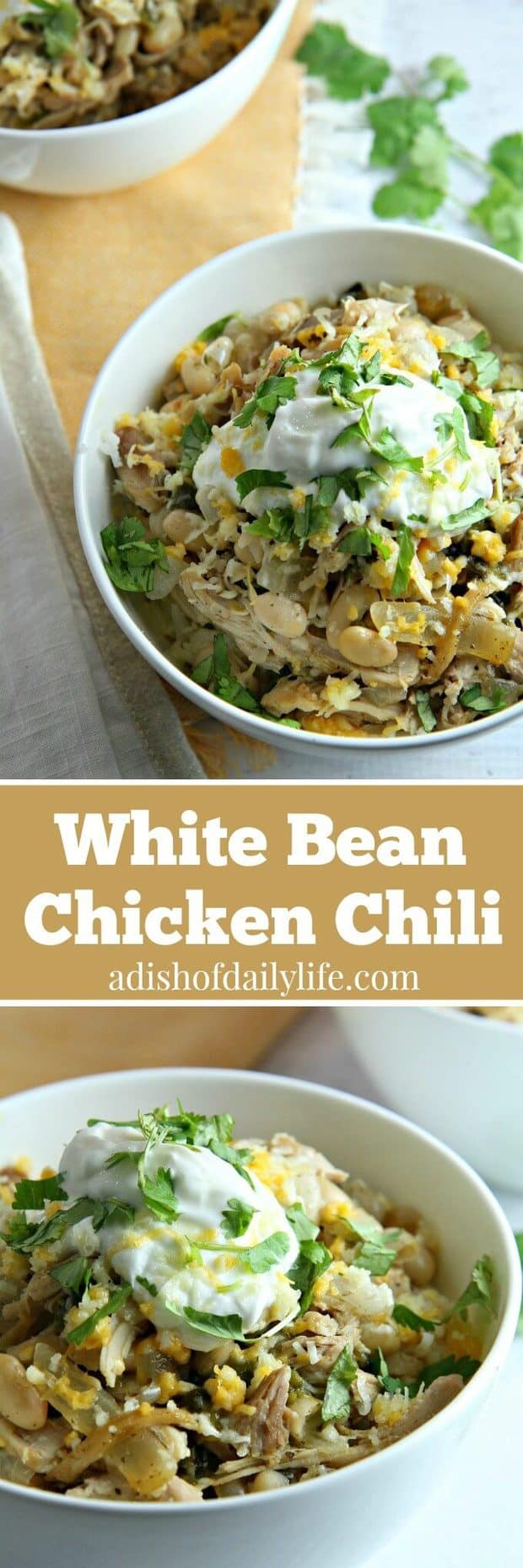 White Bean Chicken Chili is a healthy and delicious easy weeknight meal, but it’s also perfect for game day. Guaranteed to be a hit with kids and adults alike!