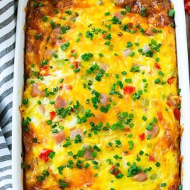 This Hash Brown Egg Casserole is full of ham, veggies and cheese, all baked to perfection, the best breakfast option for special occasion!