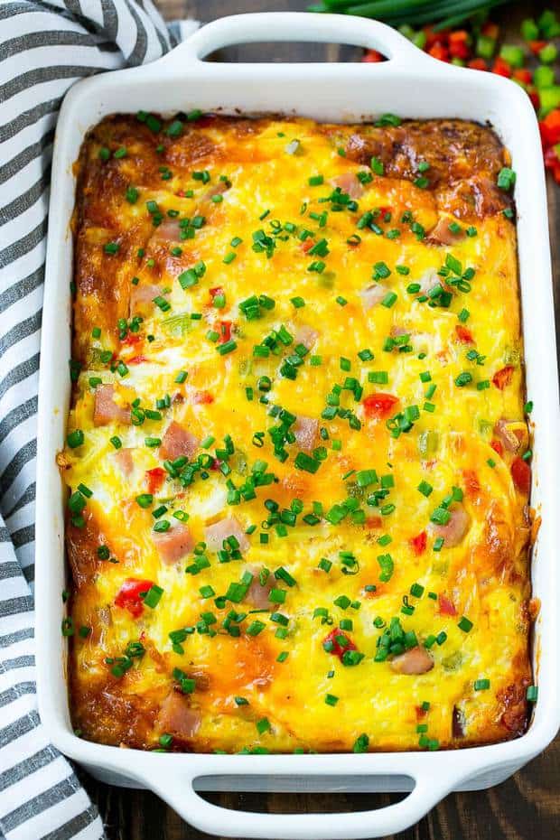 This Hash Brown Egg Casserole is full of ham, veggies and cheese, all baked to perfection, the best breakfast option for special occasion!