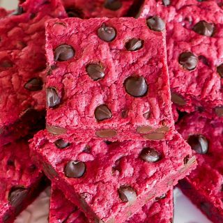 Red Velvet Chocolate Chip Bars -- Part of the Valentines Day Dessert