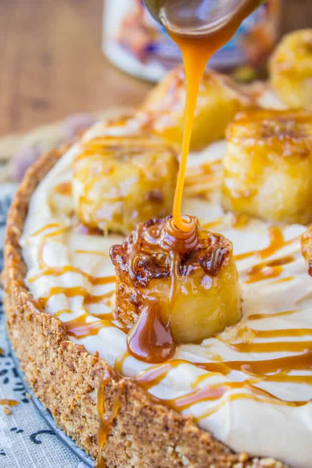 This easy no-bake cheesecake has such amazing flavor! Salted caramel, hello. The almond crust lends great texture and means that this dessert is gluten free!