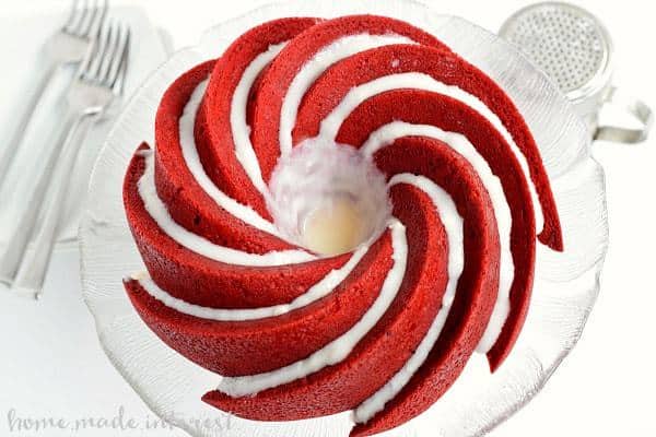 Red Velvet Bundt Cake With Cream Cheese Filling -- Part of the Valentines Day Dessert