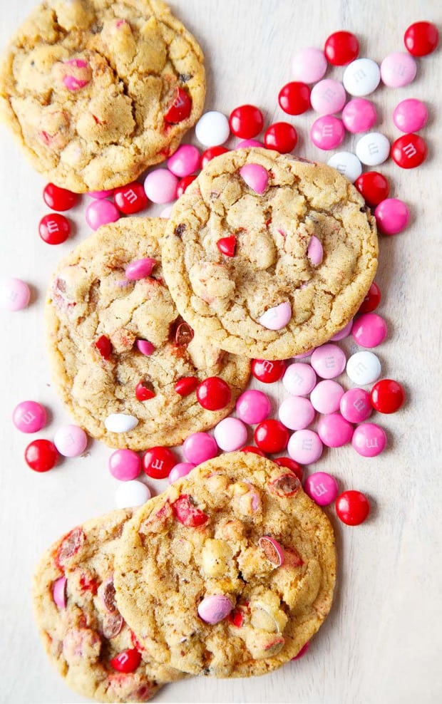 Valentines Day M&M Cookies -- Part of the Valentines Day Dessert