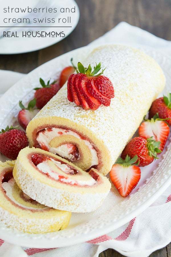 Strawberries and Cream Swiss Roll -- Part of the Valentines Day Dessert