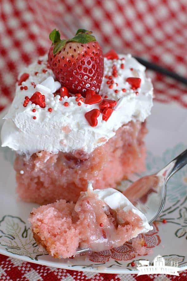My Favorite Strawberry Poke Cake -- Part of the Valentines Day Dessert
