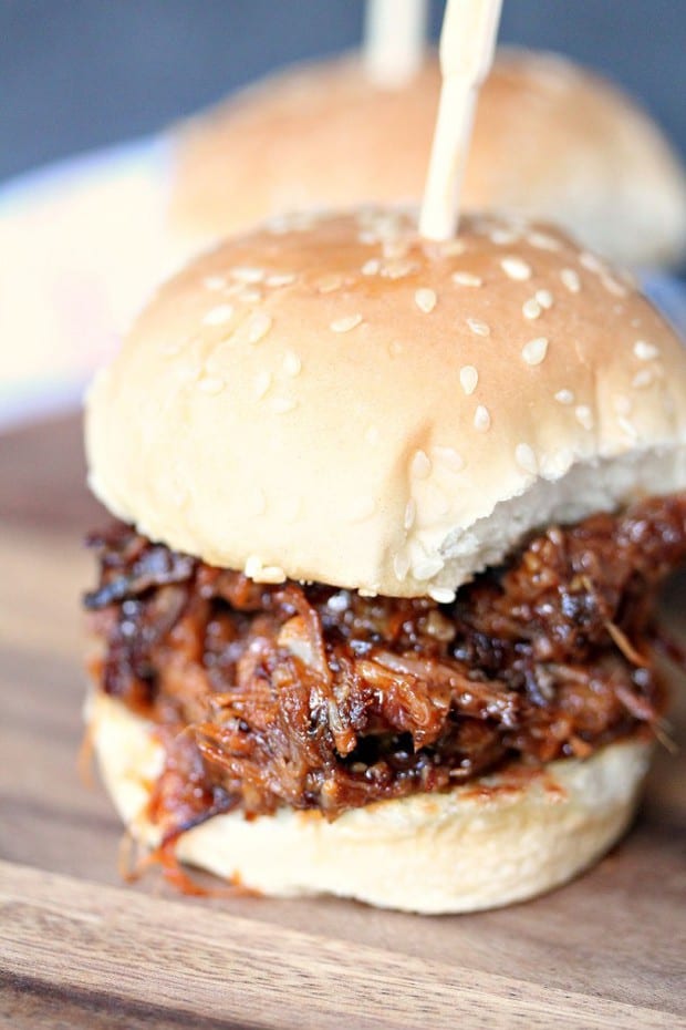This is the perfect recipe for leftover ribs. Don’t have leftover ribs? Make a double batch of my slow cooker ribs so you can have ribs one day, and Mini Rib Sliders the next. You won’t regret it.