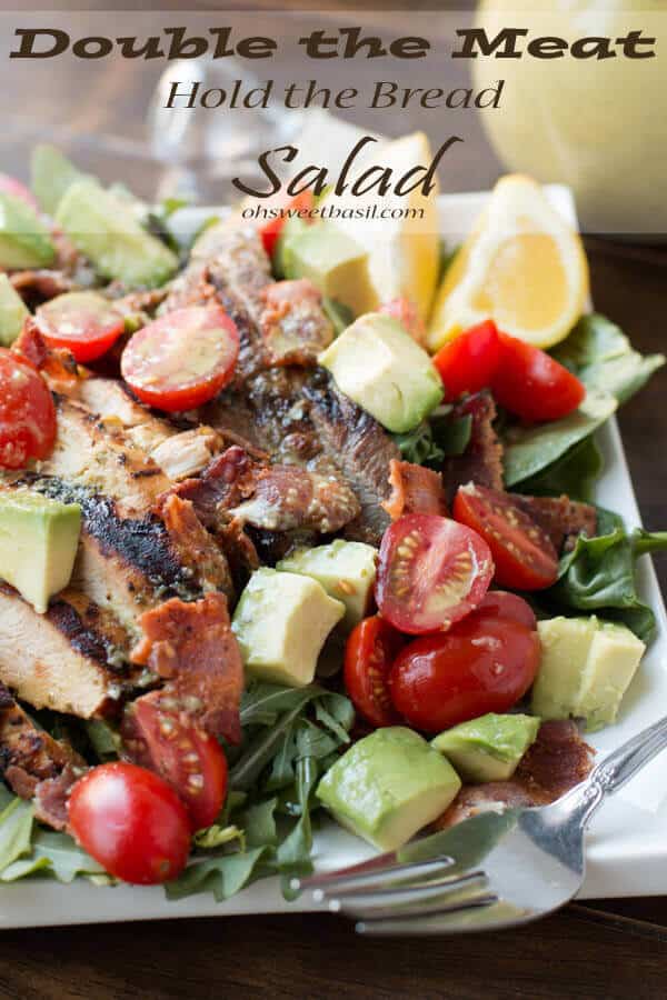  This salad is our family favorite and guests beg us to make it when they visit. It seems so simple but double the meat hold the bread blt salad is amazing!