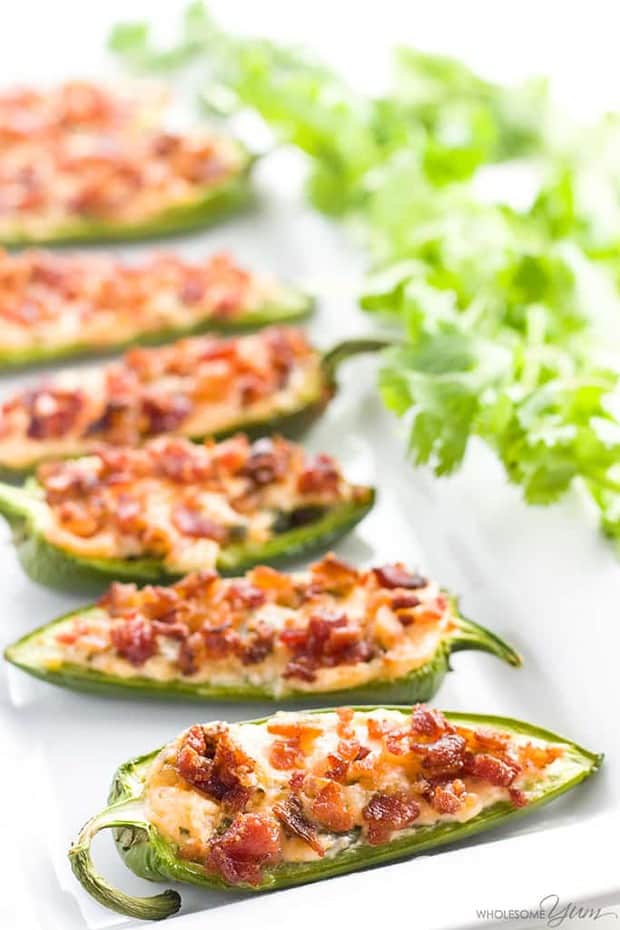 These easy cream cheese jalapeno poppers with bacon are super easy to make with just 7 ingredients you probably have right now! Naturally low carb and gluten-free.