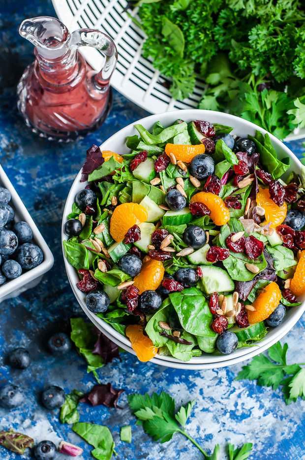 I’m head over heels in LOVE with this healthy Cranberry Blueberry Spring Mix Salad with Blueberry Balsamic Dressing! This scrumptious Summer salad is fun, fruity, and full of flavor!