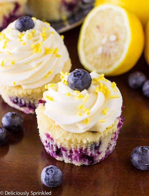 With spring in full swing and summer just around the corner, these cupcakes just scream warm weather and outdoor parties. Their so delicious and refreshing that every time I make these Lemon Blueberry Cupcakes for a party, they are always the first thing to go.