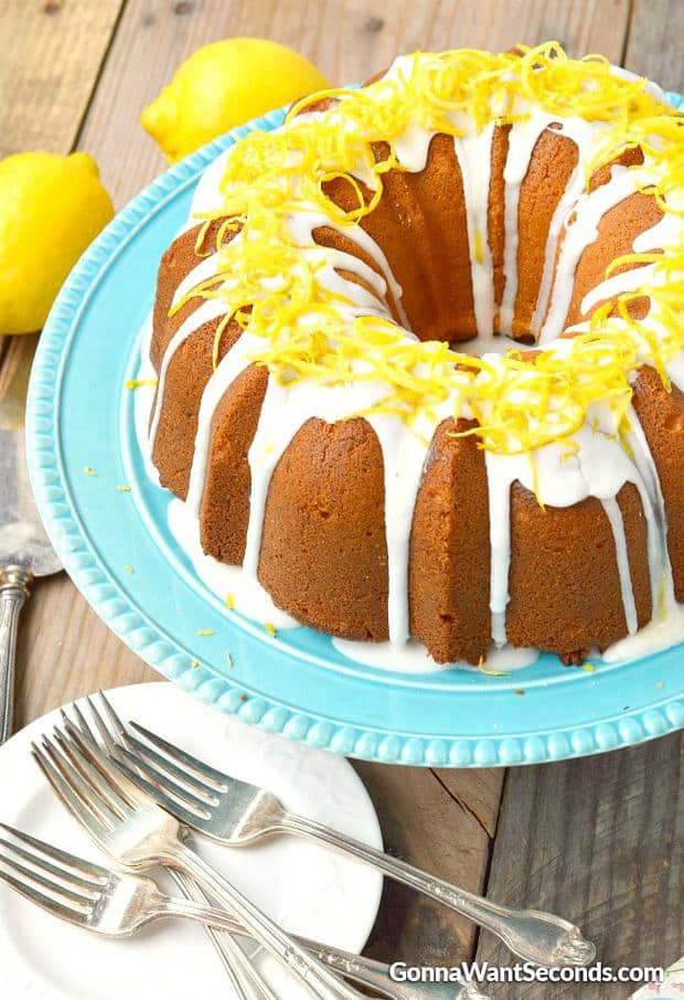 Lemon Cream Cheese Pound Cake is deliciously tender and moist with just the right amount of lemon flavoring. Topped with a lovely lemon glaze! It’s easy to make and is always a hit.