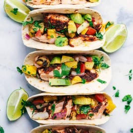 Grilled Spicy Blackened Salmon Tacos with Pineapple Avocado Salsa -- Part of The Best Taco Recipes