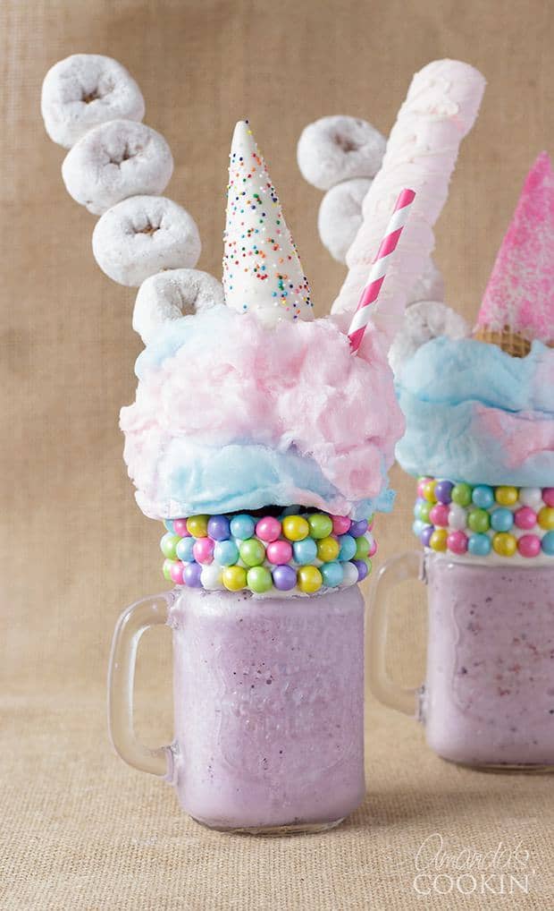  These unicorn freakshakes will have you dreaming of fairytale lands where clouds are made of cotton candy and the skies are painted by rainbows.