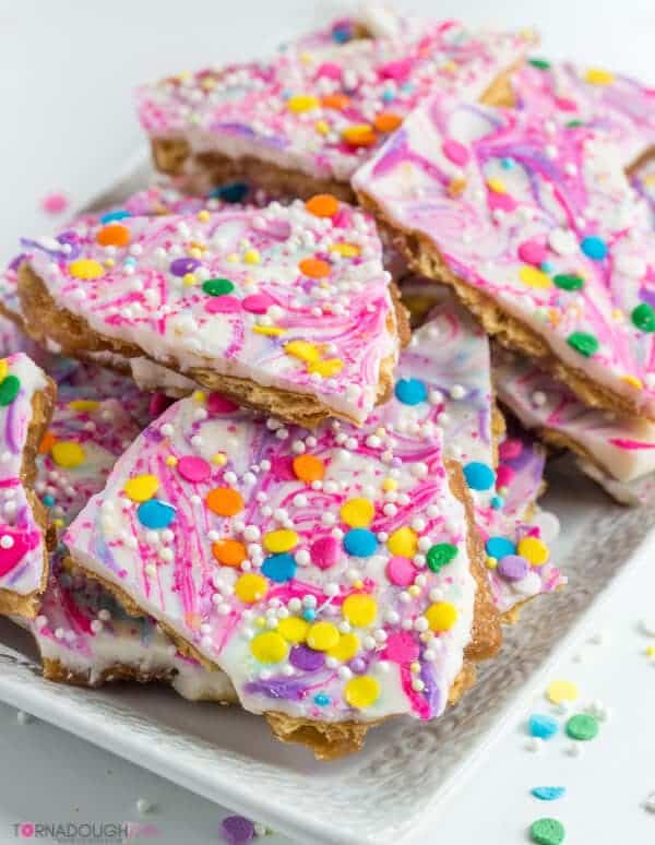 Fun and delicious for every age, this Unicorn Toffee is a quick, simple and super colorful! It is a great treat for everyone to enjoy!