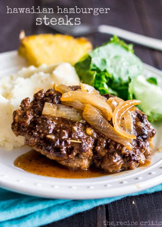 Delicious Hawaiian inspired award winning Hamburger Steaks that are a one skillet amazing family friendly meal!