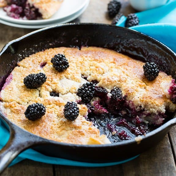 There’s no better or easier way to turn fresh blackberries into a delicious summer dessert than this recipe for Easy Skillet Blackberry Cobbler. Serve with a big scoop of vanilla ice cream for a spectacular summer dessert.