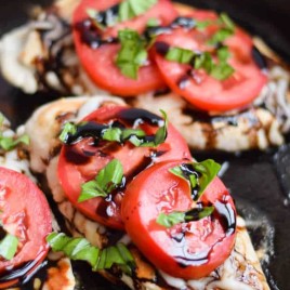 This Five Ingredient Caprese Chicken is super fast and only uses pantry staples.  It’s healthy, gluten-free and kid-friendly.