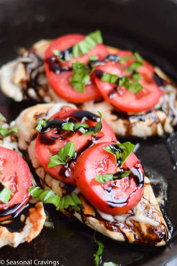This Five Ingredient Caprese Chicken is super fast and only uses pantry staples.  It’s healthy, gluten-free and kid-friendly.