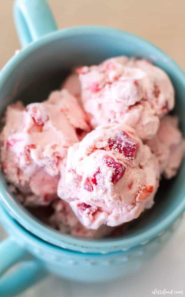 This homemade Strawberry Ice Cream recipe is incredibly easy, making it the perfect spring and summer dessert!