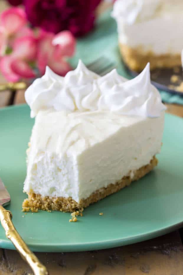 An easy, no-bake cheesecake made without gelatin and with sour cream.  Simple with only a few ingredients, skip the oven and make yourself an easy, authentic-tasting cheesecake from scratch.