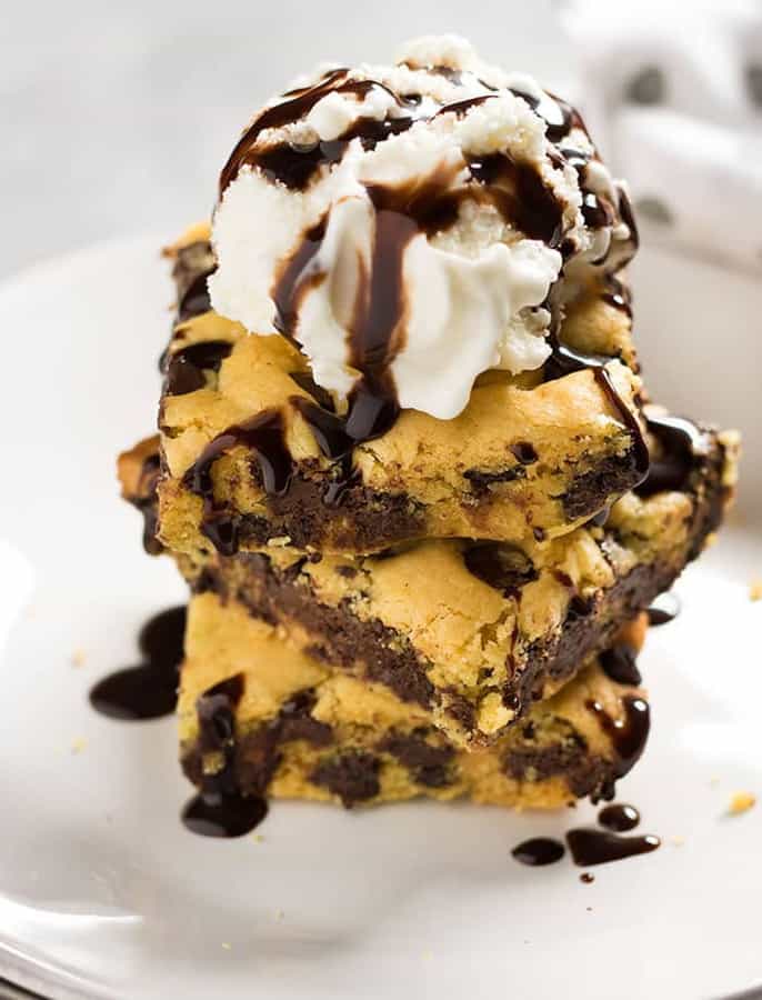 Cake Mix Cookie Bars – These lazy cookie bars are impossibly quick and easy to make!  Transform yellow cake mix and chocolate chips into super soft, decadent, cookie bars.
