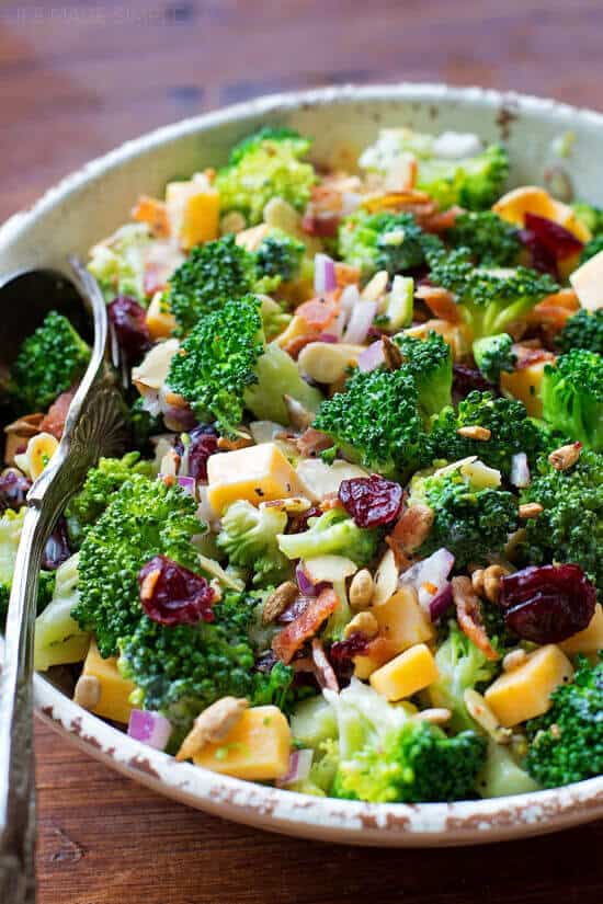 Crisp, crunchy and full of flavor, this broccoli salad with lemon poppy seed yogurt dressing is the perfect summer side salad. It takes just 15 minutes to make!