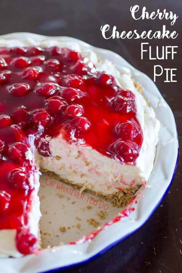 No Bake Cherry Cheesecake Fluff Pie