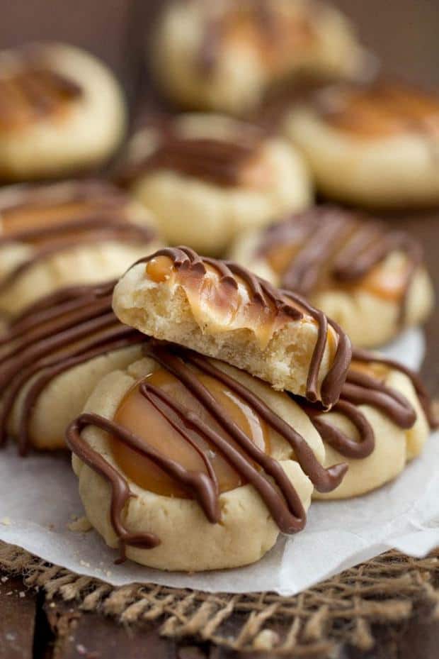 Twix thumbprint cookies are the most delicious cookies and are perfect for any occasion!