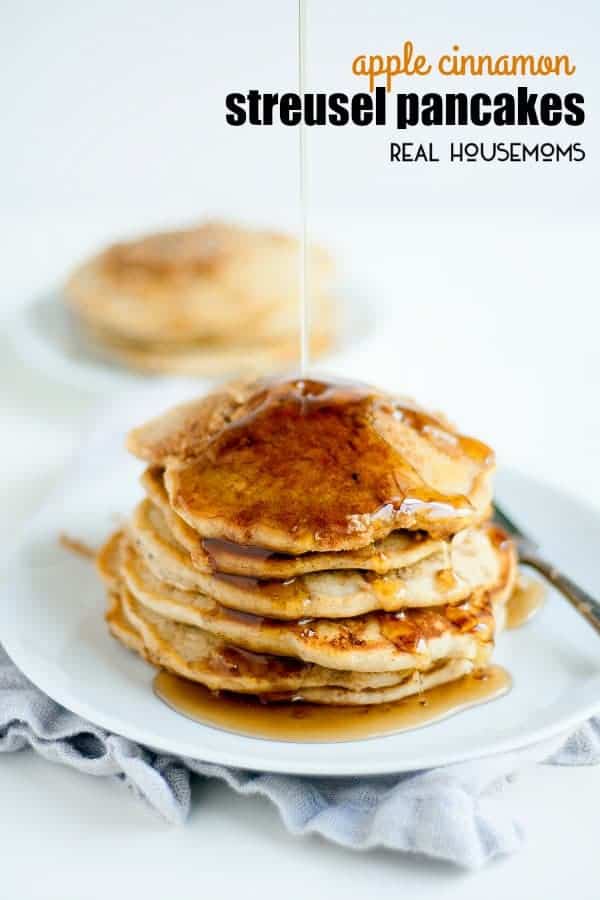 These apple cinnamon streusel pancakes are fall on a plate and totally worth the extra bit of effort they may take. Save these pancakes  for a Sunday morning when you’re not in a hurry to rush out the door. You won’t be sorry I promise