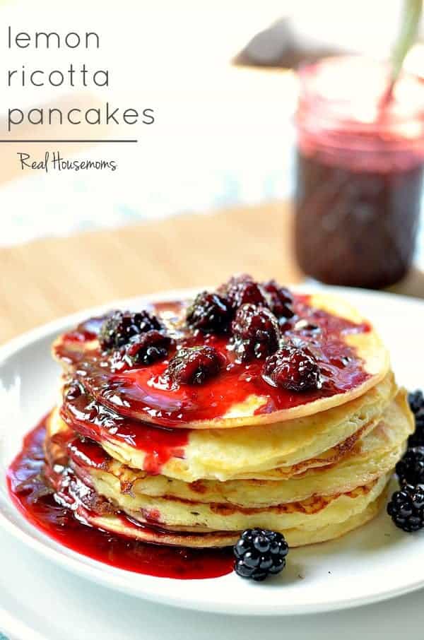 These Lemon Ricotta Pancakes with Blackberry Sauce are a delicious way to start the day.  The bright flavor of the lemon pancakes is the perfect way to wake up in the morning!