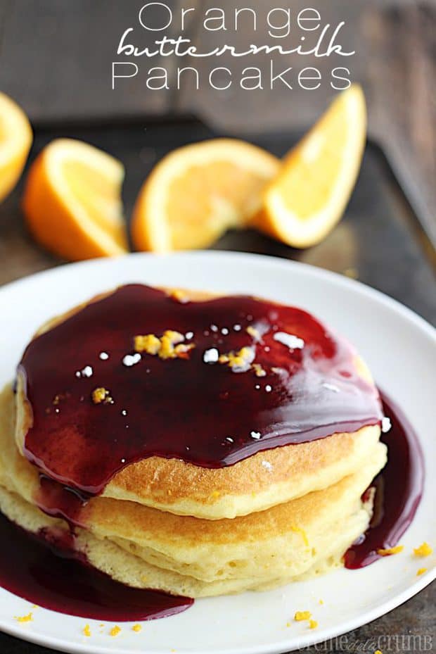 These light and fluffy orange pancakes are perfect for a weekend breakfast or brunch! Drizzle blueberry or boysenberry syrup on top for the ultimate morning treat!!