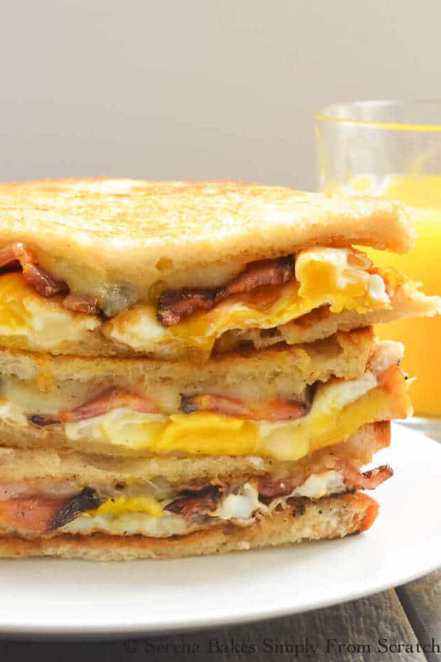 Bacon and Egg Grilled Cheese Breakfast Sandwiches