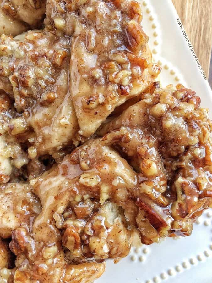 These easy overnight caramel pecan cinnamon rolls start with frozen bread dough! No yeast or rising to worry about. Simply prepare the cinnamon rolls the night before and bake up delicious, gooey, caramel pecan cinnamon rolls for a special breakfast treat.
