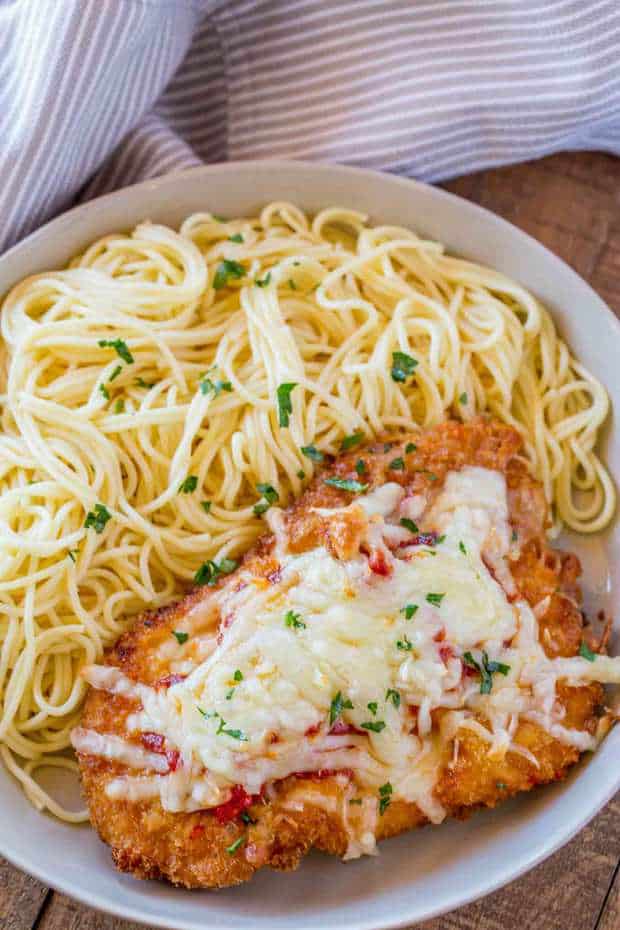 The Best Chicken Parmesan, With A Buttery Crispy Panko Coating Baked To A Perfect Melted Mozzarella Cheese Topped Crispy Chicken Entree.